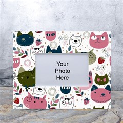 Pattern With Cute Cat Heads White Tabletop Photo Frame 4 x6  by Simbadda