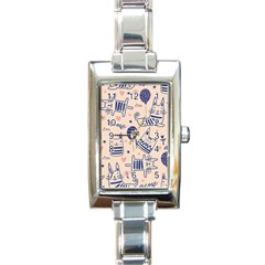 Cute Cats Doodle Seamless Pattern With Funny Characters Rectangle Italian Charm Watch by Simbadda