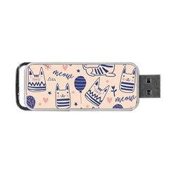 Cute Cats Doodle Seamless Pattern With Funny Characters Portable Usb Flash (one Side) by Simbadda