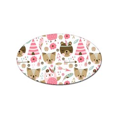 Pink Animals Pattern Sticker (oval) by Simbadda