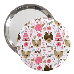 Pink Animals Pattern 3  Handbag Mirrors by Simbadda