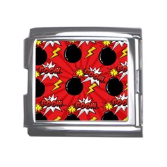 Pop Art Comic Pattern Bomb Boom Explosion Background Mega Link Italian Charm (18mm) by Simbadda