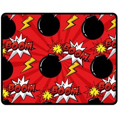 Pop Art Comic Pattern Bomb Boom Explosion Background Two Sides Fleece Blanket (medium) by Simbadda