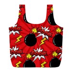 Pop Art Comic Pattern Bomb Boom Explosion Background Full Print Recycle Bag (L) Front