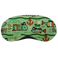 Seamless Pattern Fishes Pirates Cartoon Sleeping Mask by Simbadda