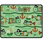 Seamless Pattern Fishes Pirates Cartoon Two Sides Fleece Blanket (Medium) 58.8 x47.4  Blanket Front