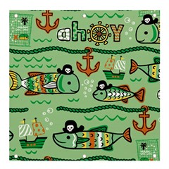 Seamless Pattern Fishes Pirates Cartoon Banner And Sign 4  X 4  by Simbadda