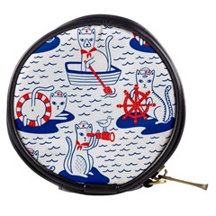 Nautical Cats Seamless Pattern Mini Makeup Bag by Simbadda