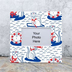 Nautical Cats Seamless Pattern White Box Photo Frame 4  X 6  by Simbadda