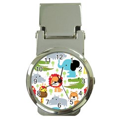 Seamless Pattern Vector With Animals Cartoon Money Clip Watches by Simbadda