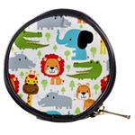 Seamless Pattern Vector With Animals Cartoon Mini Makeup Bag Front