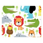 Seamless Pattern Vector With Animals Cartoon Two Sides Premium Plush Fleece Blanket (Large) 80 x60  Blanket Front