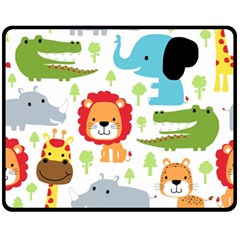 Seamless Pattern Vector With Animals Cartoon Fleece Blanket (medium) by Simbadda