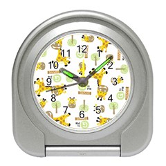 Vector Pattern With Cute Giraffe Cartoon Travel Alarm Clock by Simbadda