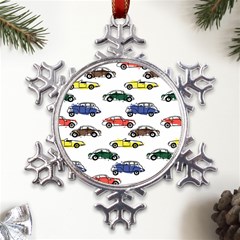 Cars Pattern Metal Large Snowflake Ornament by Simbadda