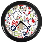 Animals Pattern Wall Clock (Black) Front