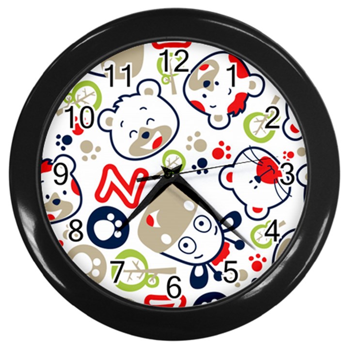 Animals Pattern Wall Clock (Black)