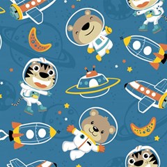 Seamless-pattern-funny-astronaut-outer-space-transportation Play Mat (rectangle) by Simbadda