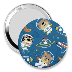 Seamless-pattern-funny-astronaut-outer-space-transportation 3  Handbag Mirrors by Simbadda