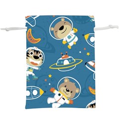 Seamless-pattern-funny-astronaut-outer-space-transportation Lightweight Drawstring Pouch (xl) by Simbadda