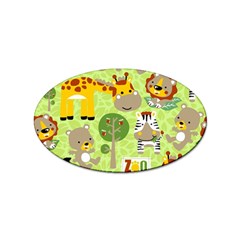 Funny Animals Cartoon Sticker (oval) by Simbadda