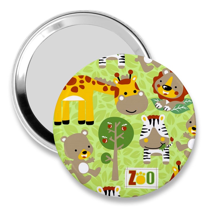 Funny Animals Cartoon 3  Handbag Mirrors