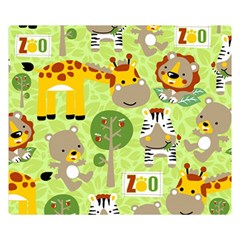 Funny Animals Cartoon Two Sides Premium Plush Fleece Blanket (small) by Simbadda