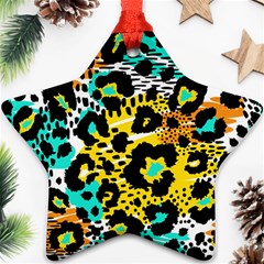 Seamless Leopard Wild Pattern Animal Print Star Ornament (two Sides) by Simbadda