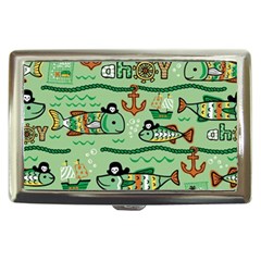 Seamless Pattern Fishes Pirates Cartoon Cigarette Money Case by Simbadda