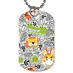 Seamless Pattern With Wildlife Cartoon Dog Tag (two Sides) by Simbadda