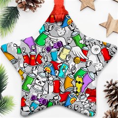 Graffiti Characters Seamless Pattern Star Ornament (two Sides) by Simbadda