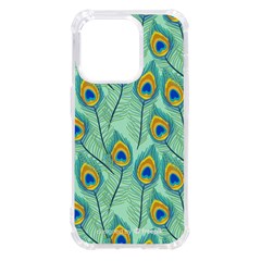 Lovely Peacock Feather Pattern With Flat Design Iphone 14 Pro Tpu Uv Print Case by Simbadda