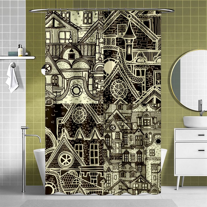 Four Hand Drawn City Patterns Shower Curtain 48  x 72  (Small) 