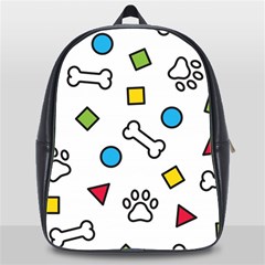 Dog Paw Seamless Pattern Foot Print Bone School Bag (xl) by Simbadda