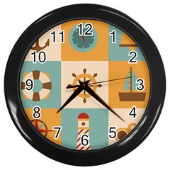 Nautical Elements Collection Wall Clock (black) by Simbadda