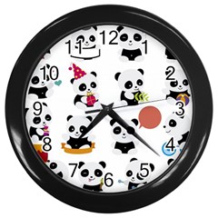 Playing Panda Cartoon Wall Clock (black) by Simbadda