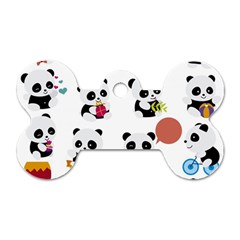 Playing Panda Cartoon Dog Tag Bone (two Sides) by Simbadda