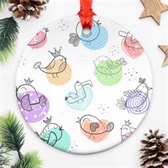 Cartoon-bird-cute-doodle-bird Round Ornament (two Sides) by Simbadda