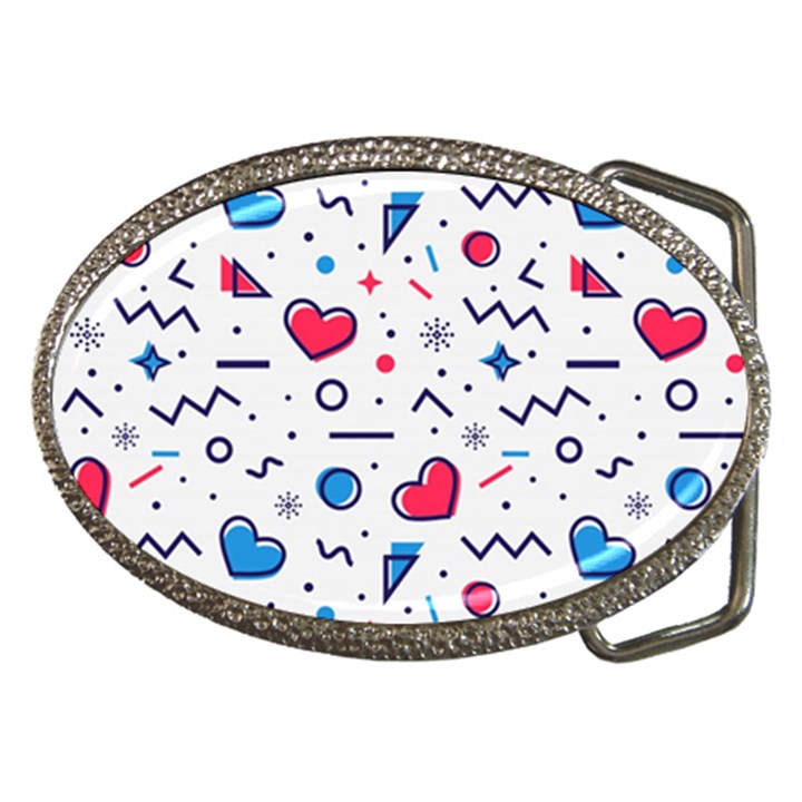 Hearts-seamless-pattern-memphis-style Belt Buckles