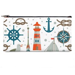 Nautical-elements-pattern-background Pencil Case by Simbadda