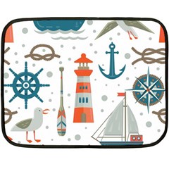 Nautical-elements-pattern-background Two Sides Fleece Blanket (mini) by Simbadda