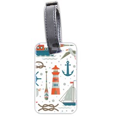 Nautical-elements-pattern-background Luggage Tag (two Sides) by Simbadda