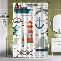 Nautical-elements-pattern-background Shower Curtain 48  X 72  (small)  by Simbadda