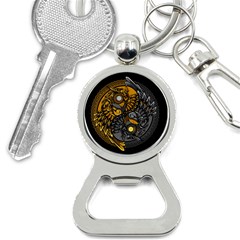 Yin-yang-owl-doodle-ornament-illustration Bottle Opener Key Chain by Simbadda