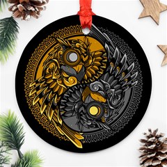 Yin-yang-owl-doodle-ornament-illustration Round Ornament (two Sides) by Simbadda