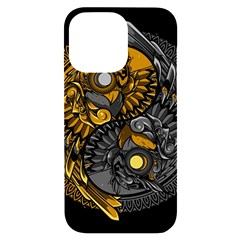 Yin-yang-owl-doodle-ornament-illustration Iphone 14 Pro Max Black Uv Print Case by Simbadda