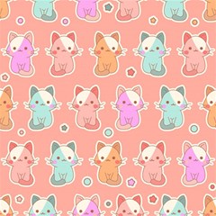 Cute-kawaii-kittens-seamless-pattern Play Mat (rectangle) by Simbadda