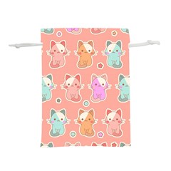 Cute-kawaii-kittens-seamless-pattern Lightweight Drawstring Pouch (s) by Simbadda