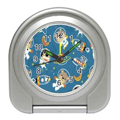 Seamless-pattern-funny-astronaut-outer-space-transportation Travel Alarm Clock by Simbadda