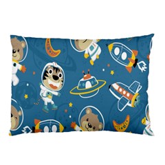 Seamless-pattern-funny-astronaut-outer-space-transportation Pillow Case by Simbadda